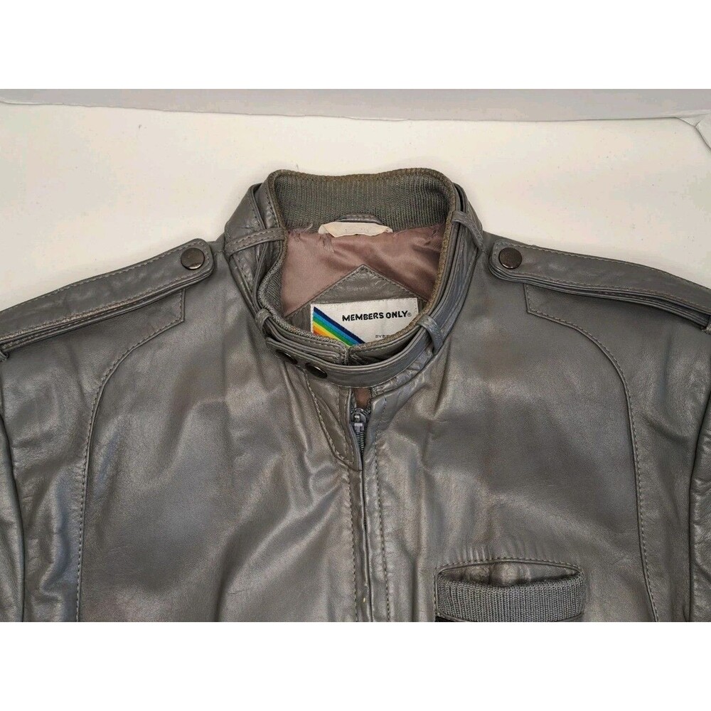 Vintage Members Only Men’s Leather Jacket Size 40 Gray - Picture 3 of 15